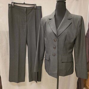 EVAN PICONE PANT SUIT PINSTRIPE GRAY TEAL WOMEN SIZE 8